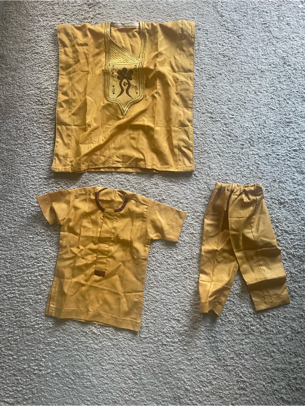 Kids Gold African Native Three-Piece Outfit